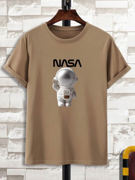 

men letter & astronaut print tee o6ig#, White;black