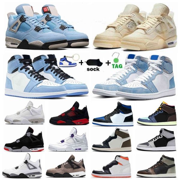 

sail basketball shoes 4 4s sneakers university blue 1 1s fire red thunder oreo bordeaux black cat shimmer guava bred white cement men