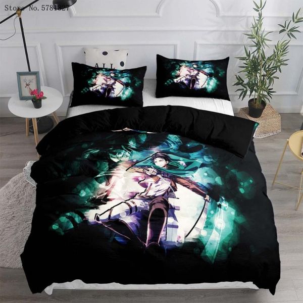 

bedding sets 2/3 pieces set attack on titan/attacking giant duvet cover for teen kids bed quilt single  king