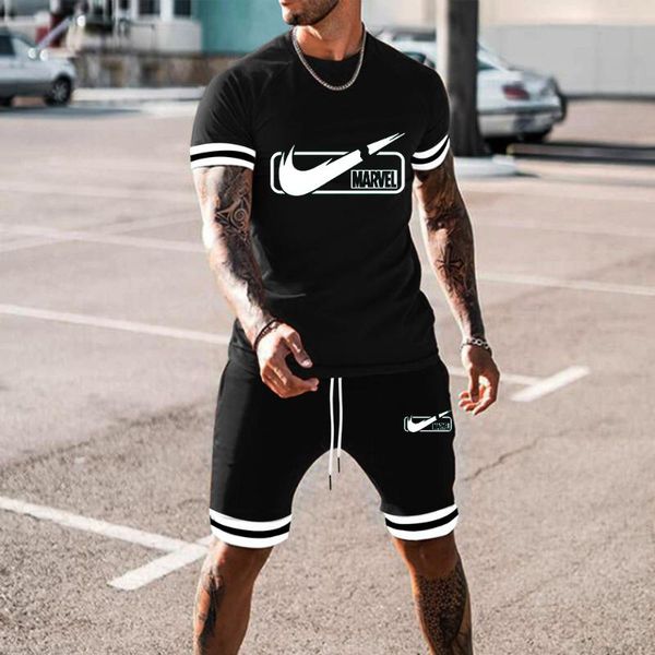 

men's tracksuits selling letter t-shirt shorts sports suit couple quick-drying casual running wear summer short-sleeved 2-piece se, Gray