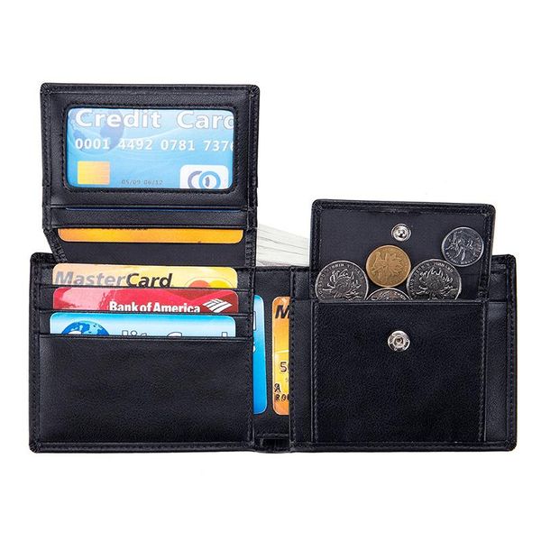 

wallets short tri-fold rfid anti-theft men's wallet leather 2021, Red;black