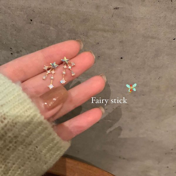 

full stars zircon earrings female sense simple temperament pearl