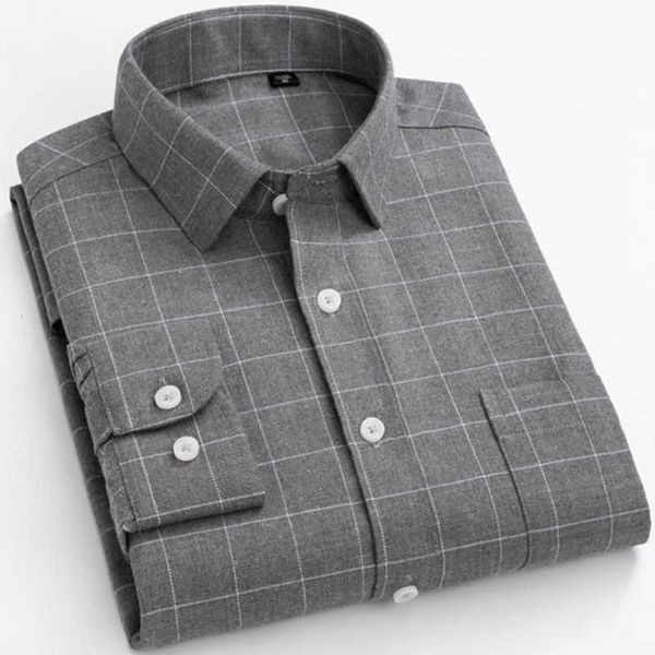 Herren-Baumwoll-Flanellhemd, reguläre Passform, gebürstet, mit Knöpfen, männliches Hemd, einreihig, bequem, dick, Freizeithemden, Übergröße 4XL 210609