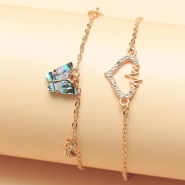 

anklets europe and america rhinestone moon love pendant fashion wild butterfly anklet, Red;blue