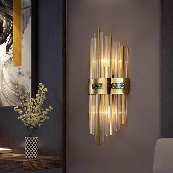 

wall lamps modern copper light luxury indoor led crystal lamp bedside sconce for restaurant living room restroom loft