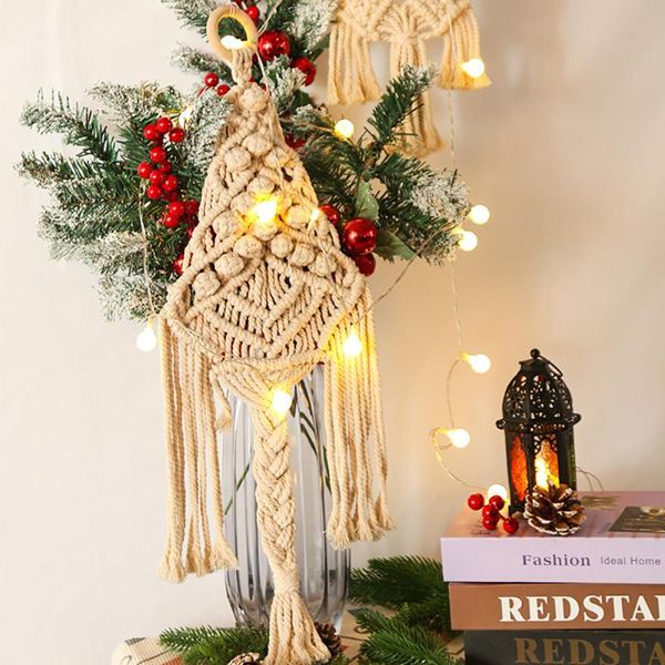 

tapestries nordic hand-woven macrame tapestry christmas tree hanging pendant kids baby bedroom wall decorations home xmas ornaments gift