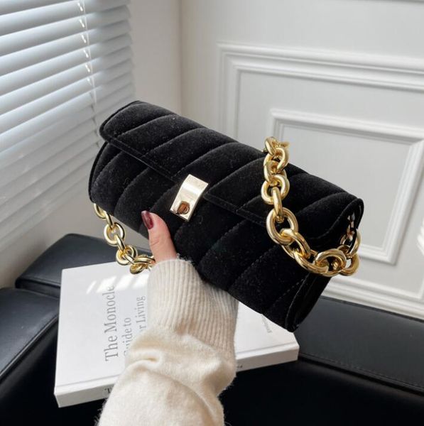 

factory outlet women shoulder bags small fresh solid color leather underarm bag street personality golden thread plaid buckle handbags popul