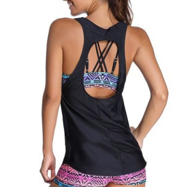 

three piece split swimsuit for women new, White;black