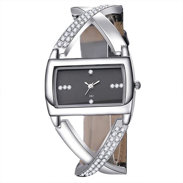 

wristwatches women fashion rhinestone quartz watches buckle clousre bracelet wristwatch rectangular stylish special elegant dress watch, Slivery;brown