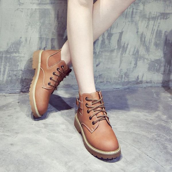 

boots autumn winter solid leather motorcycle 2021 ankle for women shoes woman square mid heels plus size, Black