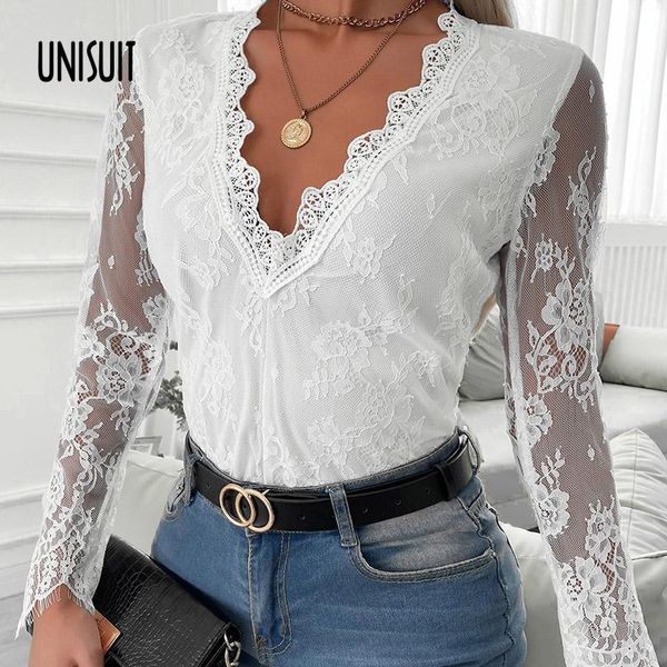 

women's blouses & shirts embroidery flower lace women buttoned stand collar ruffle 2021 spring autumn long sleeve patchwork blusa, White