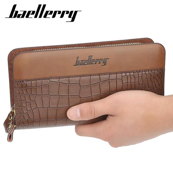 

wallets baellerry with coin pocket long zipper purse for men clutch business male wallet double vintage large, Red;black