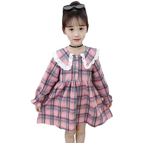 

dresses for girls plaid pattern party lace children spring autumn costumes 6 8 10 12 14 210528, Red;yellow