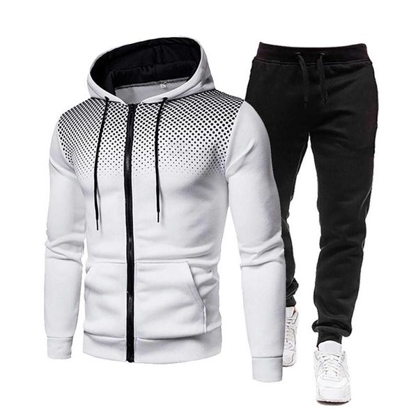 

men's tracksuits tracksuit sports casual fitness suit with dots hoodie sweatshirt and pants mens long sleeve trouser sets, Gray