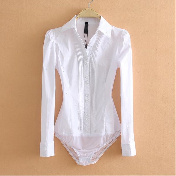 

elegant bodysuits women office lady white body shirt long sleeved blouse ladies collar female womens clothing 2021 new, Black;white