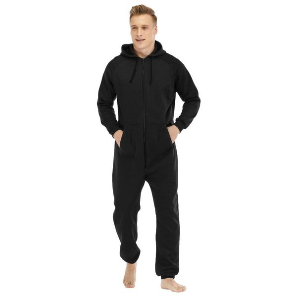 

men's tracksuits padded sweater jumpsuit pajamas warm loose in winter, Gray