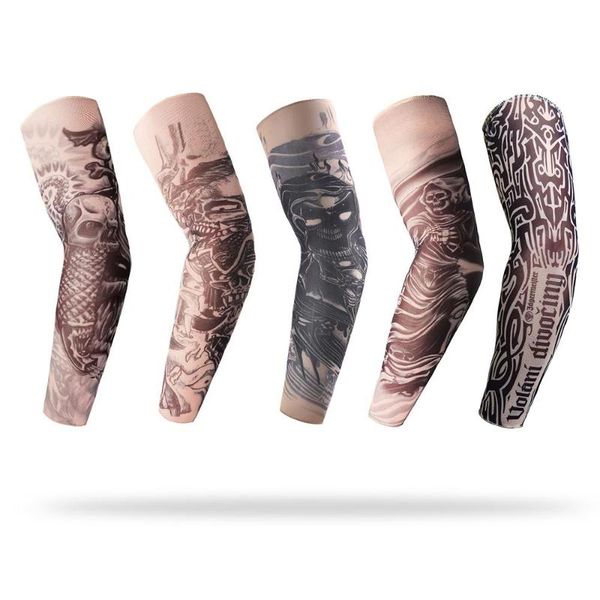 

elbow & knee pads 1pcs breathable tattoo uv protection arm sleeve dry summer cooling sleeves skin proteive nylon stockings, Black;gray