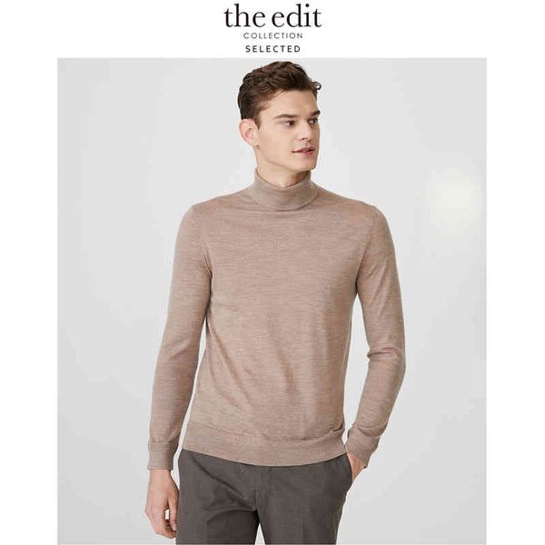 

selected men's winter 100% wool high-necked knit sweater e|419424535, Black