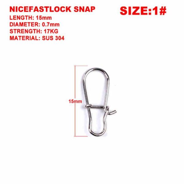 

100pcs/lot hooked snap stainless steel 0#-8# fishing barrel swivel safety snap hook lure accessories connector sn jllnkh