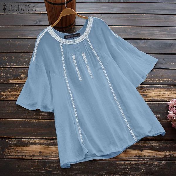

women's blouses & shirts 2022 kaftan summer embroidery casual short sleeve blusas female o neck tunic oversized chemise 5xl, White