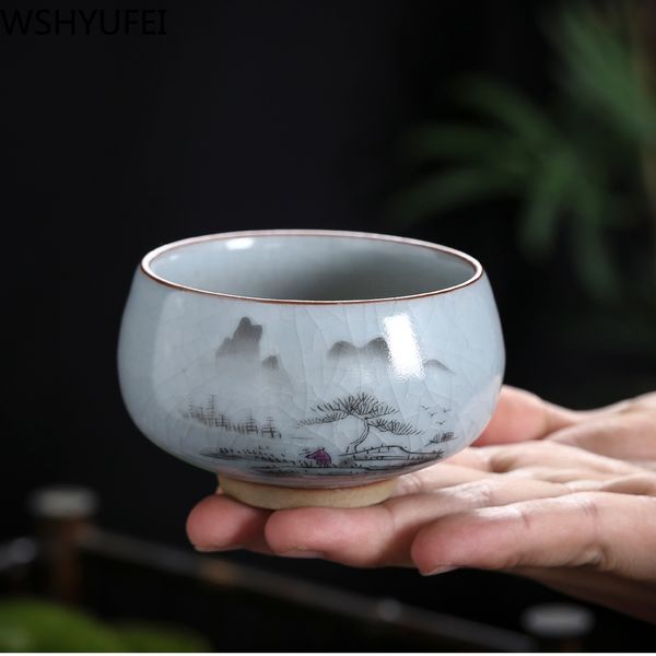 Chinesische Tee-Set-Teetasse mit hoher Kapazität Crack Keramik Teetasse Puer Oolong-Tee Kundenspezifische Geschenke Haushalts-Teehaar-Trinkutensilien