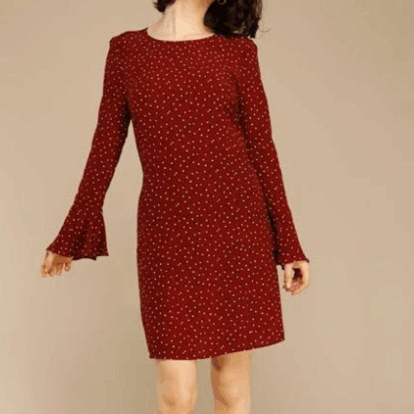 

casual dresses women dress polka dot trumpet cuff round neck mini, Black;gray