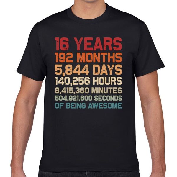 

men's t-shirts t shirt men vintage 16 years of being awesome 16th birthday funny white geek short male tshirt xxxl, White;black