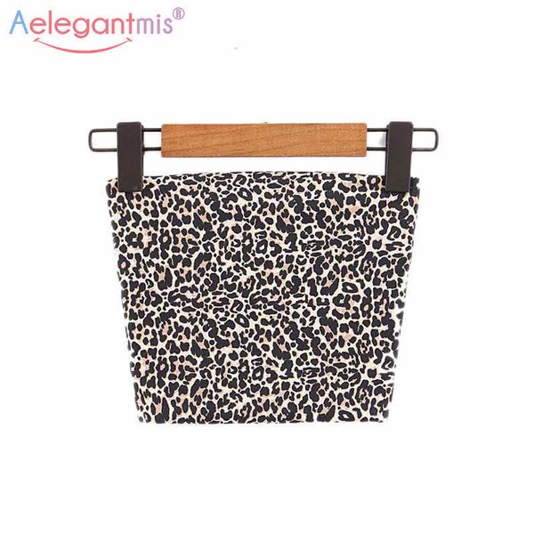 Aelegantmis Vintage Leopard Print Donna Avvolgere il torace Primavera Estate Sexy Senza spalline Top a tubo Streetwear Donna 210607