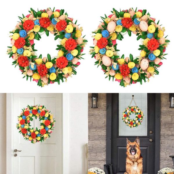 

14'' round wreath artificial garland door wreaths hanger decor red flower