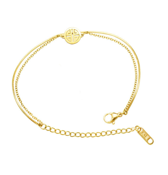 

link, chain 316l stainless steel temperament lucky double brand bracelet simple does not fade, Black
