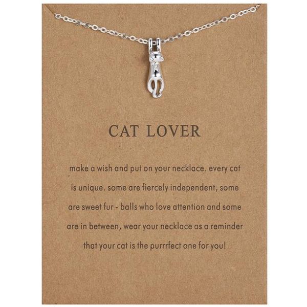 

necklace cute cat cat pendant collarbone chain necklace female, Silver
