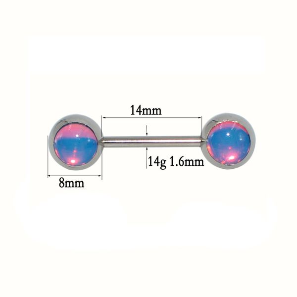 

3pcs nipple ring barbell body piercing tongue studs jewelry flashing rod outer thread 14g stainless steel coated straight, Silver