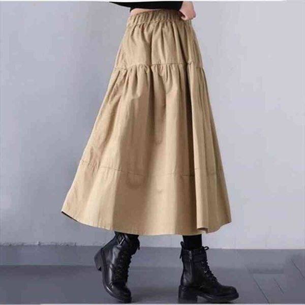 

cotton linen autunm brand maxi skirts fashion casual korea streetwear skirts muslim spring long skirts plus size 5xl 6xl 7xl, Black