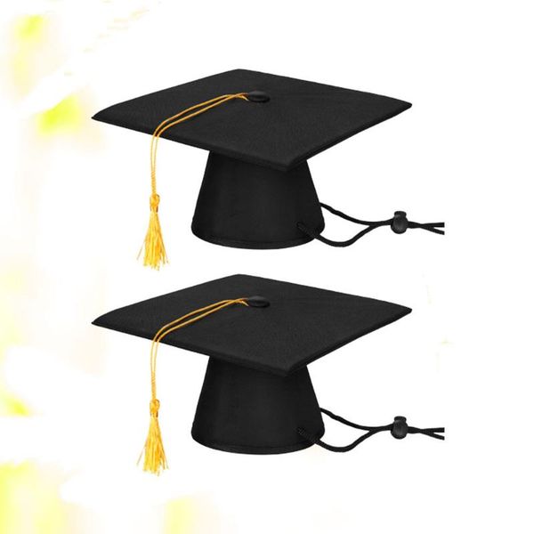 

dog apparel 2pcs graduation hat tassels pet po props cap for cat