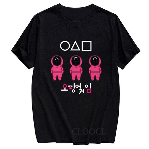 

men's t-shirts cloocl squid game t-shirt round six halloween men women tee casual streetwear short sleeve 100% cotton pullover, White;black