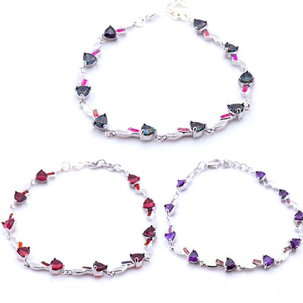 

link, chain women party gift silver fire opal fashion bracelets b015, Black
