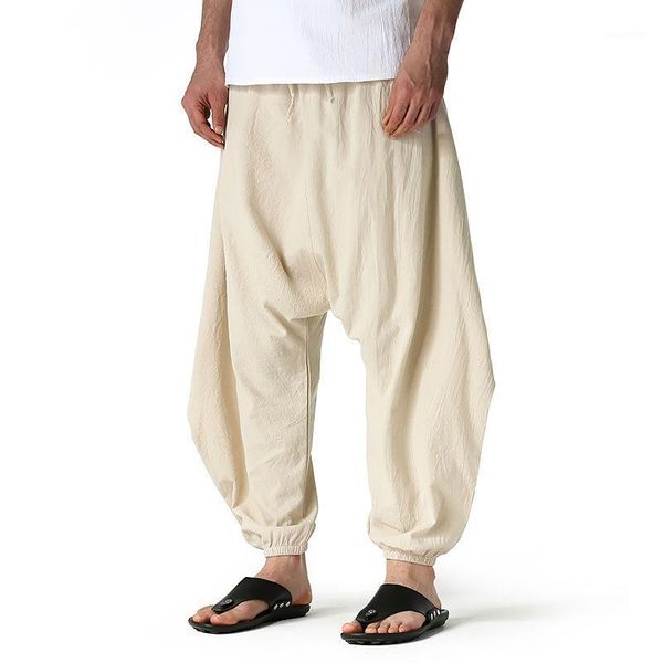 

men solid color harem pants summer man streetwear male casual loose joggers hiphop trousers drop men's, Black