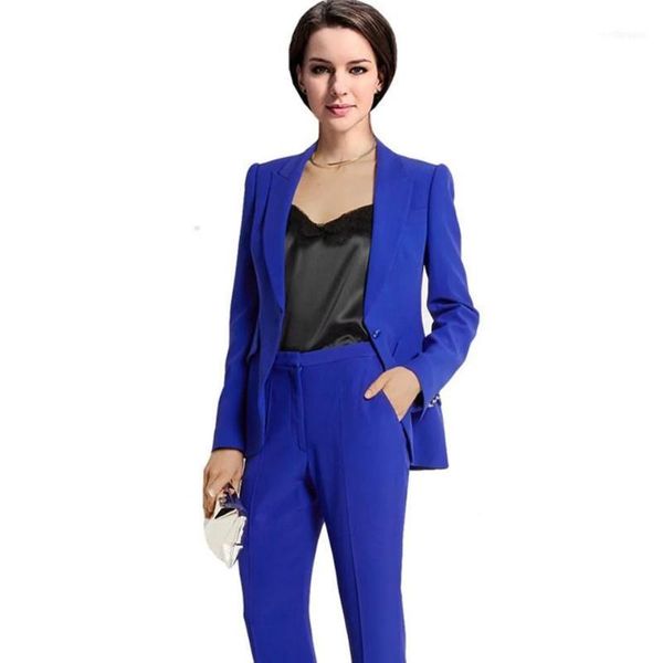 

women's two piece pants custom royal blue work bussiness formal elegant women suit set blazers office suits ladies trouser1, White