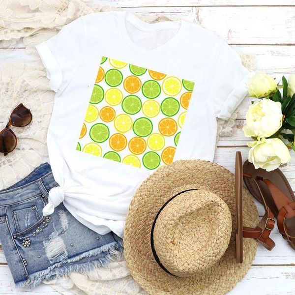 

women graphic fruit beach lemon travel holiday fashion printed 90s lady tees print clothing female t shirt womens t-shirt, White