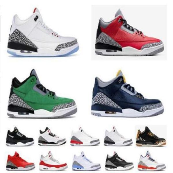 

3s basketball shoes jumpman 3 royal cement black triple white unc fire red denim court purple mens trainers sports sneakers size 40-47