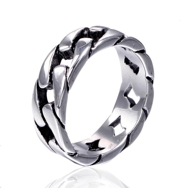 

delicate ring trend titanium steel men's creative chain single index finger, Silver