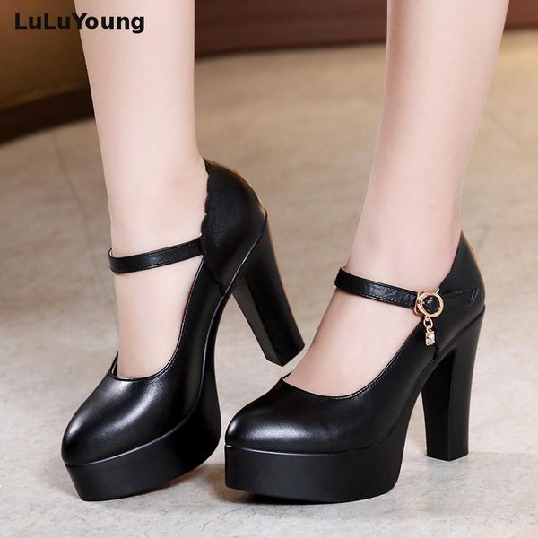 

dress shoes black high heels platform women office pumps plus size 43 sy-2803