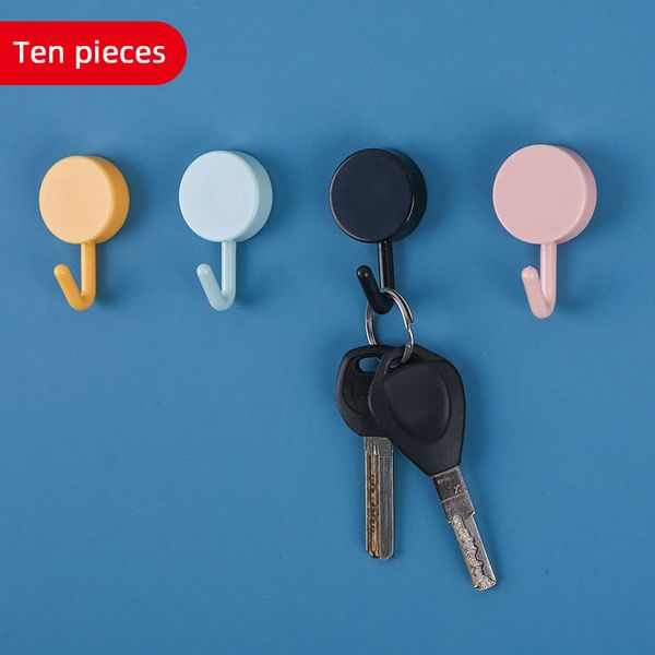 

universal hook small strong adhesive keys wall hanging punch-seamless sticky hooks coat rack household storage 1221707