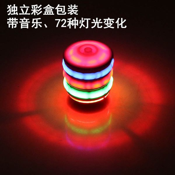 

40/5000 luminous imitation wooden children's toy colorful music flash electric top