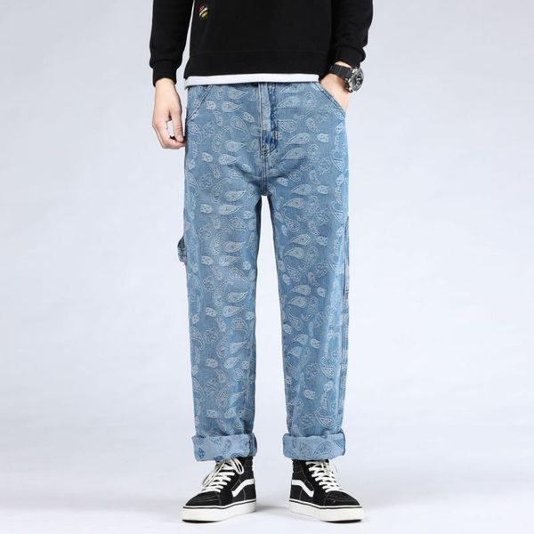 

2808 europe and the united states trend of autumn and winter new loose fat increase fat hip hop plus size skateboard pants, Blue