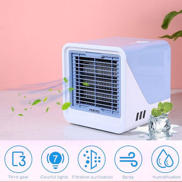 

electric fans mini portable air conditioner usb 4 colors humidifier purifier 7 light deskcooling fan cooler for office room