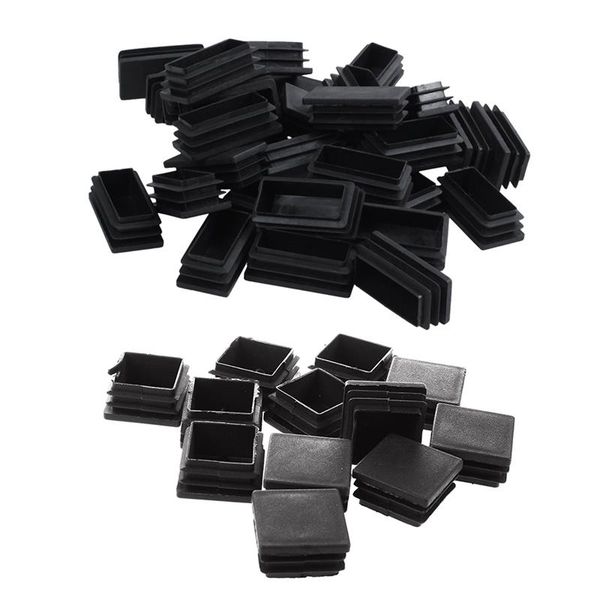 

bath mats 12 pcs plastic ribbed square end caps tube insert black, 35 x 35mm & 30pcs 25x50mm black