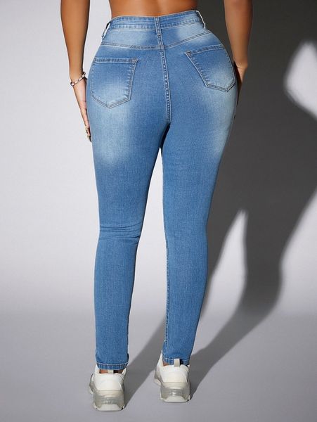 

sxy ripped skinny washed jeans n2a9#, Blue