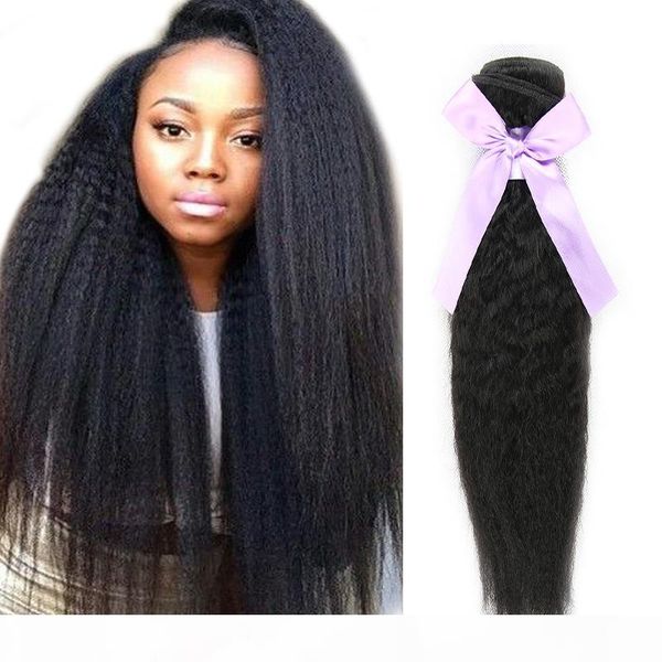 

brazilian kinky straight hair weave bundles 10-30inch natural color 100% human hair weaving remy afro brazilian virgin hair, Black