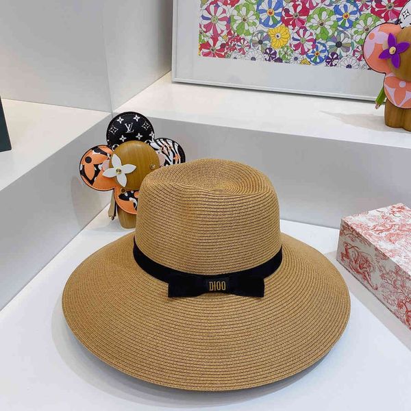 

new korean pp grass cloth advanced handmade bow personalized wind sun hat